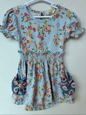 Matilda Jane Light Blue Floral Smocked Pocket Dress